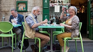 Michele Rigot and Gerard Jolivet were one of the first clients at Chabert et Fils restaurant after its reopening on Tuesday