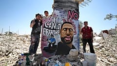 Graffiti-Porträt von George Floyd in Idlib