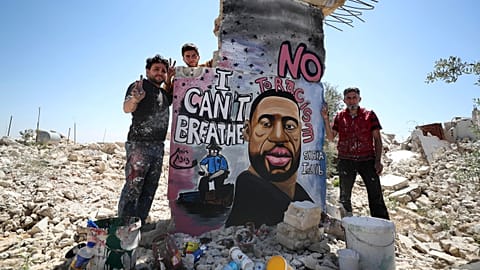 Graffiti-Porträt von George Floyd in Idlib