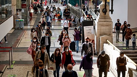 Passengers gather in Milan's Central Station, Italy