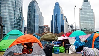 Campamento de inmigrantes en Santiago de Chile