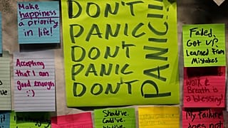 A resilience board letting students know that struggling with mental health is ok.
