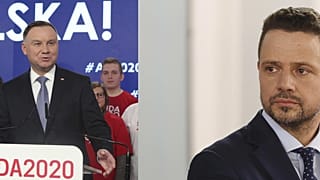 Poland's President Andrzej Duda (L), Warsaw Mayor Rafal Trzaskowski (R)