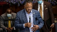 The Rev. Jesse L. Jackson speaks at Greater Friendship Missionary Baptist Church, Thursday, May 28, 2020, in Minneapolis.