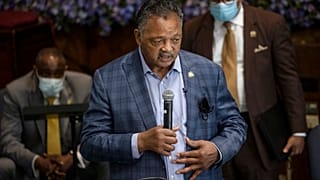 The Rev. Jesse L. Jackson speaks at Greater Friendship Missionary Baptist Church, Thursday, May 28, 2020, in Minneapolis.