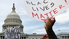 Demonstrators protest the death of George Floyd as they gather Wednesday, June 3, 2020, on the East side of the U.S. Capitol in Washington. 