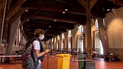 Belgian students study inside UNESCO World Heritage sites during coronavirus pandemic, May 2020.