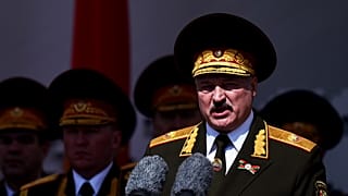 Belarus President Alexander Lukashenko at a military parade to mark the 75th anniversary of the Soviet Union's victory over Nazi Germany in World War Two, Minsk, May 9, 2020.