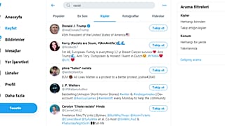 Twitter'da "racist" (ırkçı) araması sonuçları