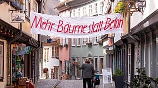 Proteste für das Klima gibt es immer häufiger: Ein Banner in Erfurt, 24. April 2020.