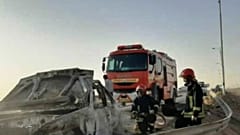 آتش گرفتن خودروی حامل مهاجران افغان