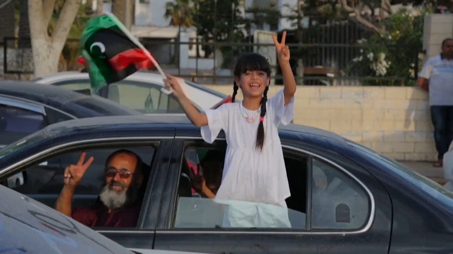 Residents of Tripoli celebrate the recent military setbacks of Khalifa Haftar's forces