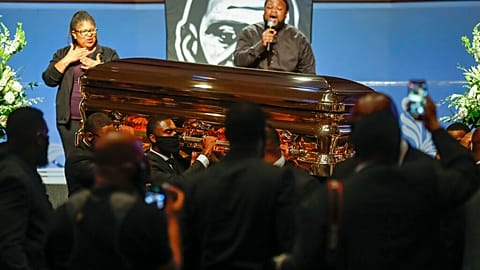 Hundreds of mourners gathered to remember George Floyd.