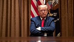 President Donald Trump listens during a roundtable discussion with African-American supporters in the Cabinet Room of the White House, Wednesday, June 10, 2020, in Washington.