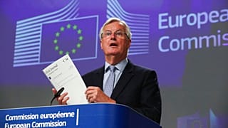 European Union's chief Brexit negotiator Michel Barnier gives a news conference after Brexit talks, in Brussels, Belgium, Friday, June 5, 2020.