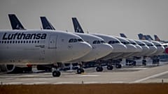Lufthansa aircrafts are parked on a runway at the airport in Frankfurt, Germany, Wednesday, June 3, 2020. 
