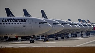 Lufthansa aircrafts are parked on a runway at the airport in Frankfurt, Germany, Wednesday, June 3, 2020. 