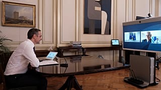 Greek PM Kyriakos Mitsotakis video conference with European Council President Charles Michel 