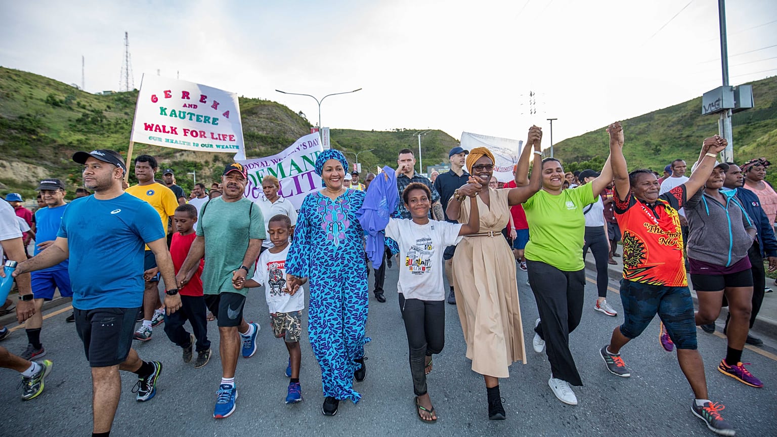 The International Women’s Day 2020 Walk for Life with gender equality activists and local residents to demand action on gender-based violence in Port Moresby, Papua New Guinea