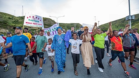 The International Women’s Day 2020 Walk for Life with gender equality activists and local residents to demand action on gender-based violence in Port Moresby, Papua New Guinea