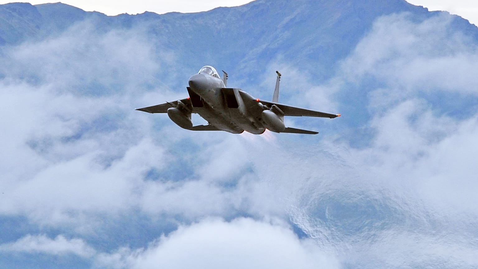 An F-15 Eagle takes off from Elmendorf Air Force Base, Alaska, July 28. 