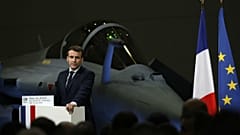 French President Emmanuel Macron delivers a speech as he visits an army base in Orleans, central France, Thursday, Jan. 16, 2020.
