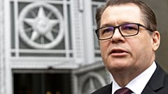 Czech ambassador to Russia, Vitezslav Pivonka speaks to the media as he leaves the Russia's Foreign Ministry building in Moscow, Russia, Monday, June 15, 2020