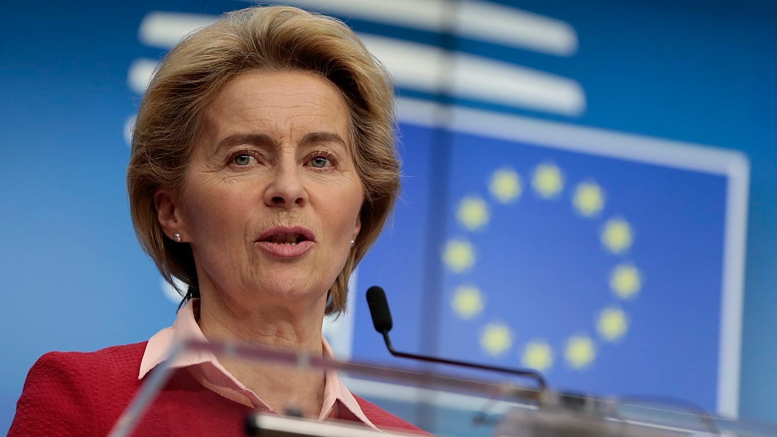 EU Commission president Ursula von der Leyen at EU budget summit in Brussels.