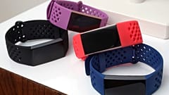 The Fitbit Charge 3 fitness trackers with sport bands are displayed in New York in August 2018.