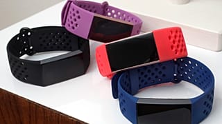 The Fitbit Charge 3 fitness trackers with sport bands are displayed in New York in August 2018.