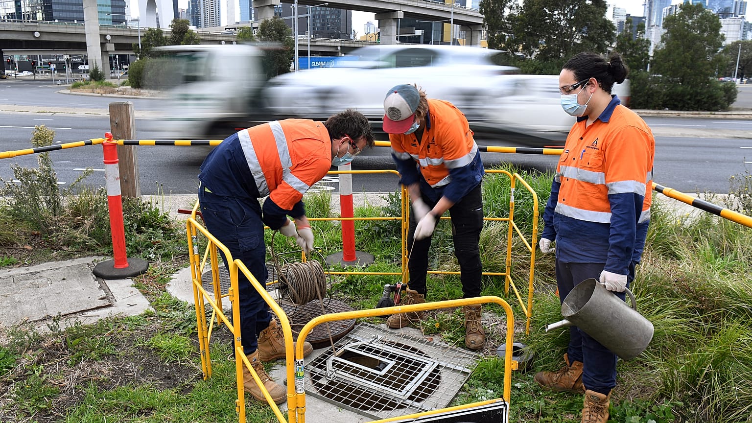 Una foto del 19 maggio scorso scattata a Melbourne, Australia, dove è stato avviato uno studio idrografico per combattere l'epidemia di Covid-19