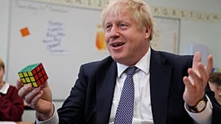 Britain's Prime Minister Boris Johnson visits the West Monkton CEVC Primary School on a General Election campaign trail in Taunton, England, Thursday, Nov. 14, 2019