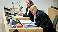 Sabine ten Doesschate and Boudewijn van Eijck, lawyers for Oleg Pulatov, at the high security court building in Schiphol Airport, near Amsterdam. June 8, 2020