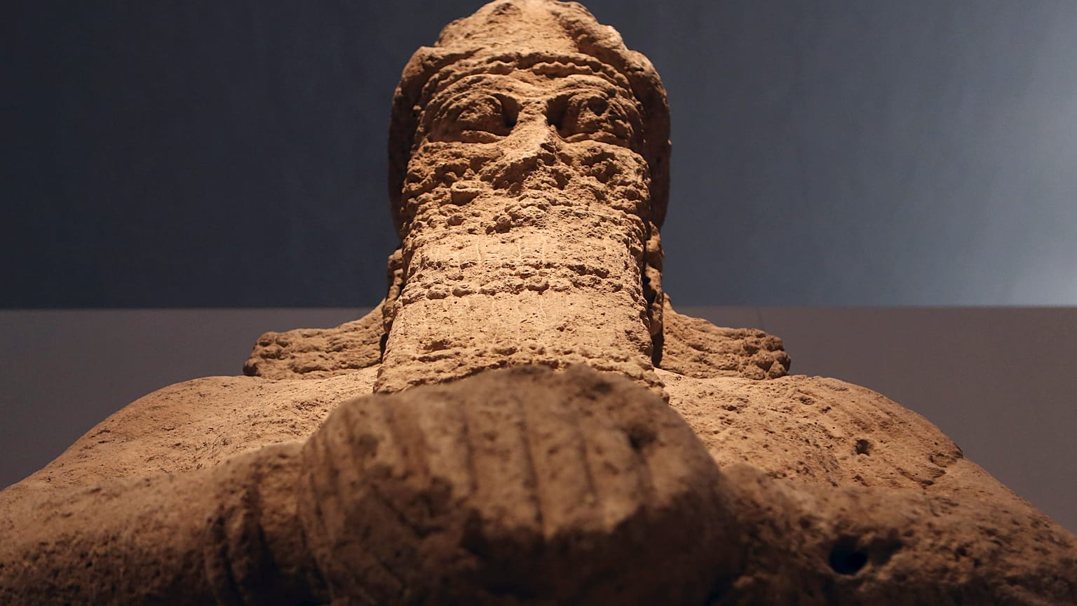 In this 2015 file picture, an 8th century Assyrian statue recovered in Mosul, Iraq, after being looted during the 2003 U.S. invasion of Iraq.