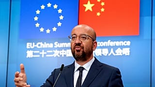 European Council President Charles Michel at the conclusion of an EU-China summit in Brussels.