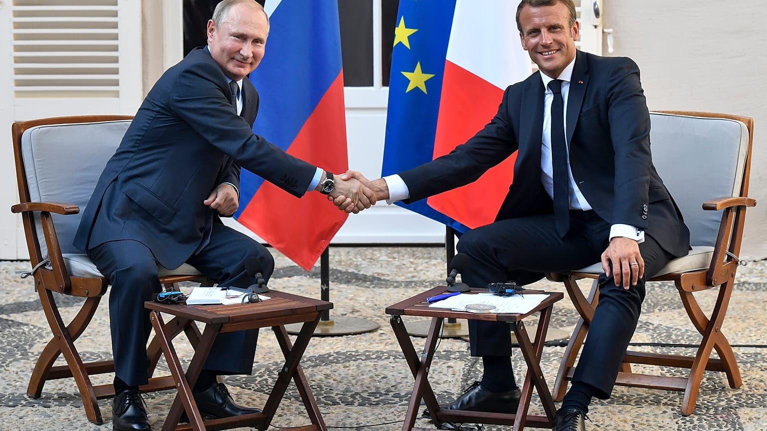 Встреча Макрона и Путина в Брегансоне. 19 августа 2019 года