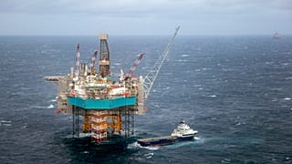 A supply ship at the Edvard Grieg oil field, in the North Sea, pictured in 2016