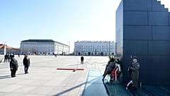 Jaroslaw Kaczynski attends a scaled-down observance in memory of his twin brother, the late President Lech Kaczynski, and 95 others killed in a plane crash 10 years ago.