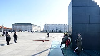 Jaroslaw Kaczynski attends a scaled-down observance in memory of his twin brother, the late President Lech Kaczynski, and 95 others killed in a plane crash 10 years ago.
