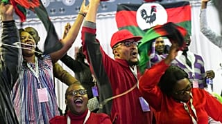 Malawi Congress Party supporters celebrate after party leader Lazarus Chakwera was announced the winner of Tuesday's election rerun in Blantyre, Malawi, Saturday, June 27.