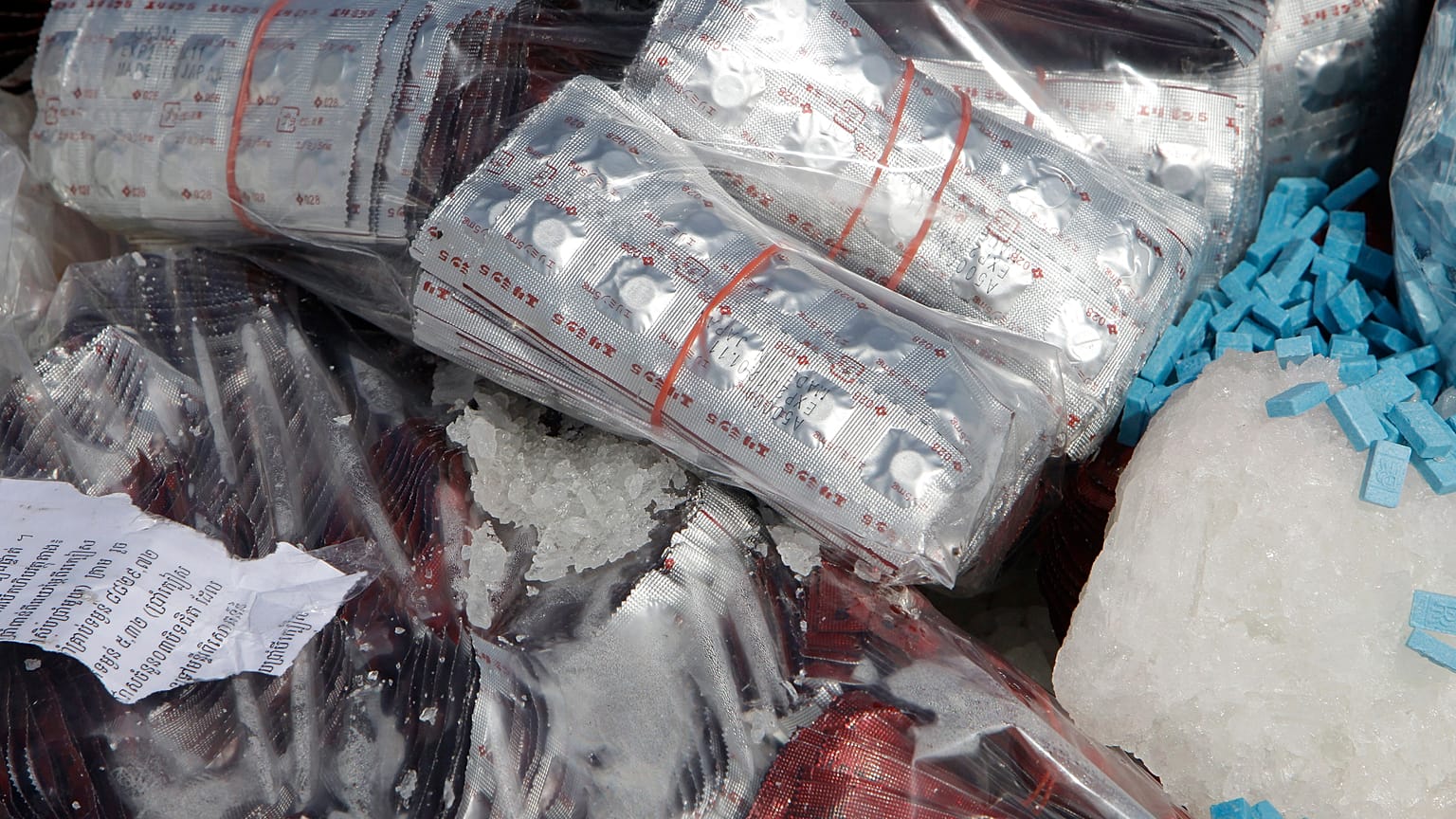 Sichergestellte synthetische Drogen in Kambodscha 