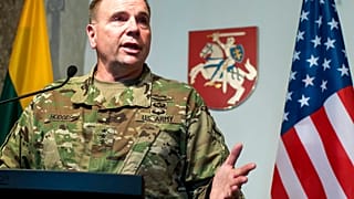 FILE: Commander of US Army Europe Lt Gen. Ben Hodges speaks during a news conference in Vilnius, 7 March 2017