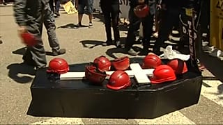 Protesta en la central térmica de Andorra, Teruel