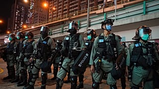 Polizeikette in Hongkong