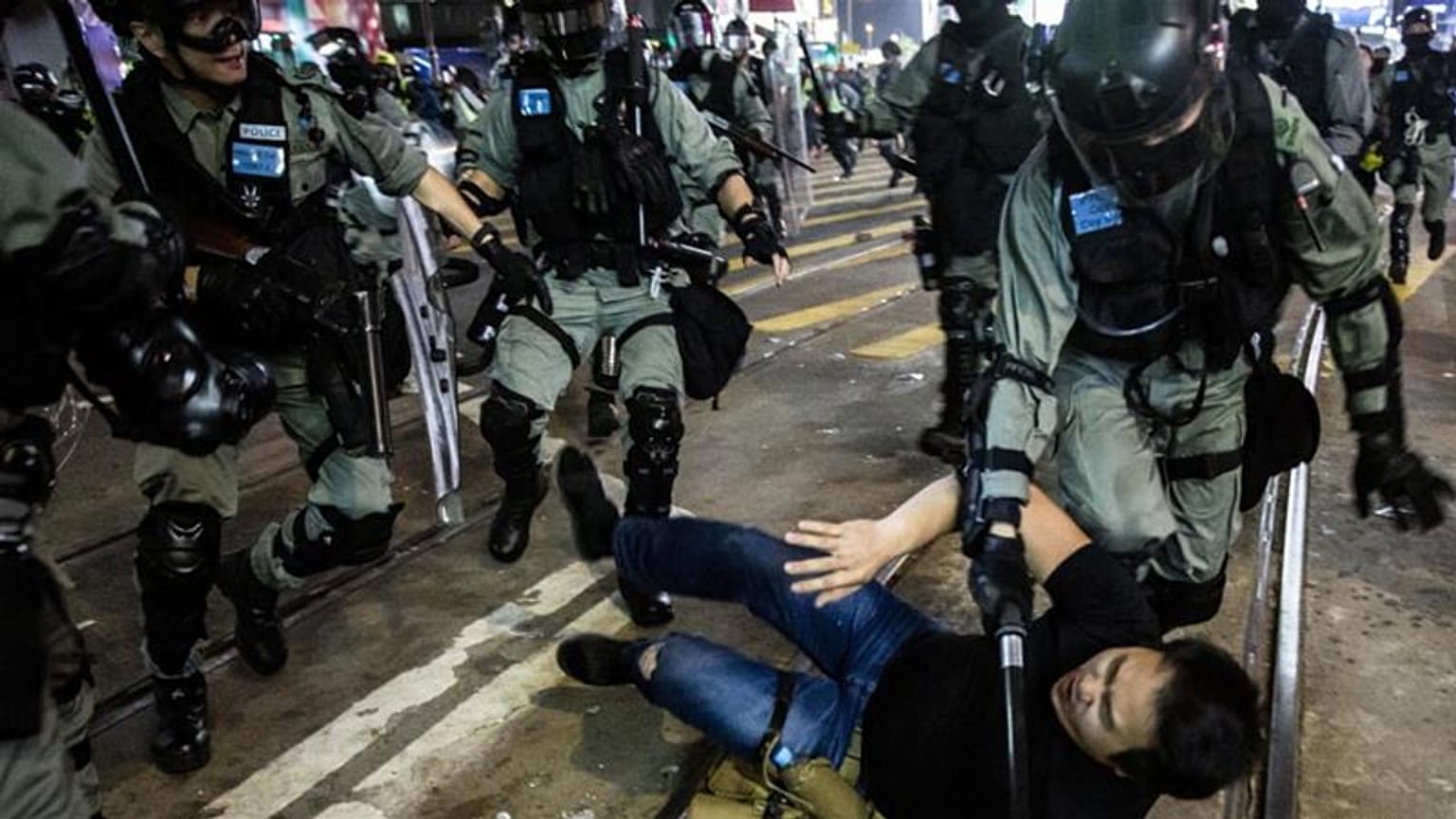 Hong Kong protestolarından bir kare
