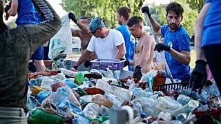 Szemétszedés a Tiszából 2019 nyarán