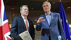 David Frost és Michel Barnier egy korábbi egyeztetésen