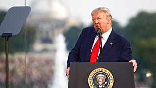 President Donald Trump speaks during a "Salute to America" event on the South Lawn of the White House, Saturday, July 4, 2020, in Washington