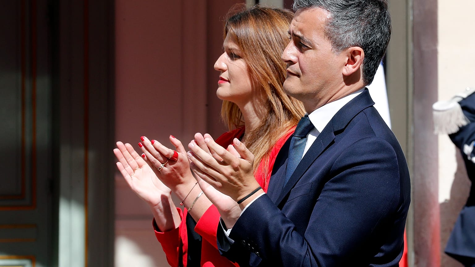 Gérald Darmanin et Marlène Schiappa mardi 7 juillet, au ministère de l'Intérieur, Paris