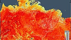Az európai Középtávú Időjárási Előrejelzések Európai Központja (ECMWF) által 2020. június 19-én készített, június 24-én közreadott kép a talaj hőmérsékletéről 